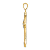 14K W/ Rhodium D/C Edges Cross Charm