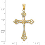 14K W/ Rhodium D/C Edges Cross Charm