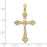 14K W/ Rhodium D/C Edges Cross Charm