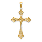 14K W/ Rhodium D/C Edges Cross Charm