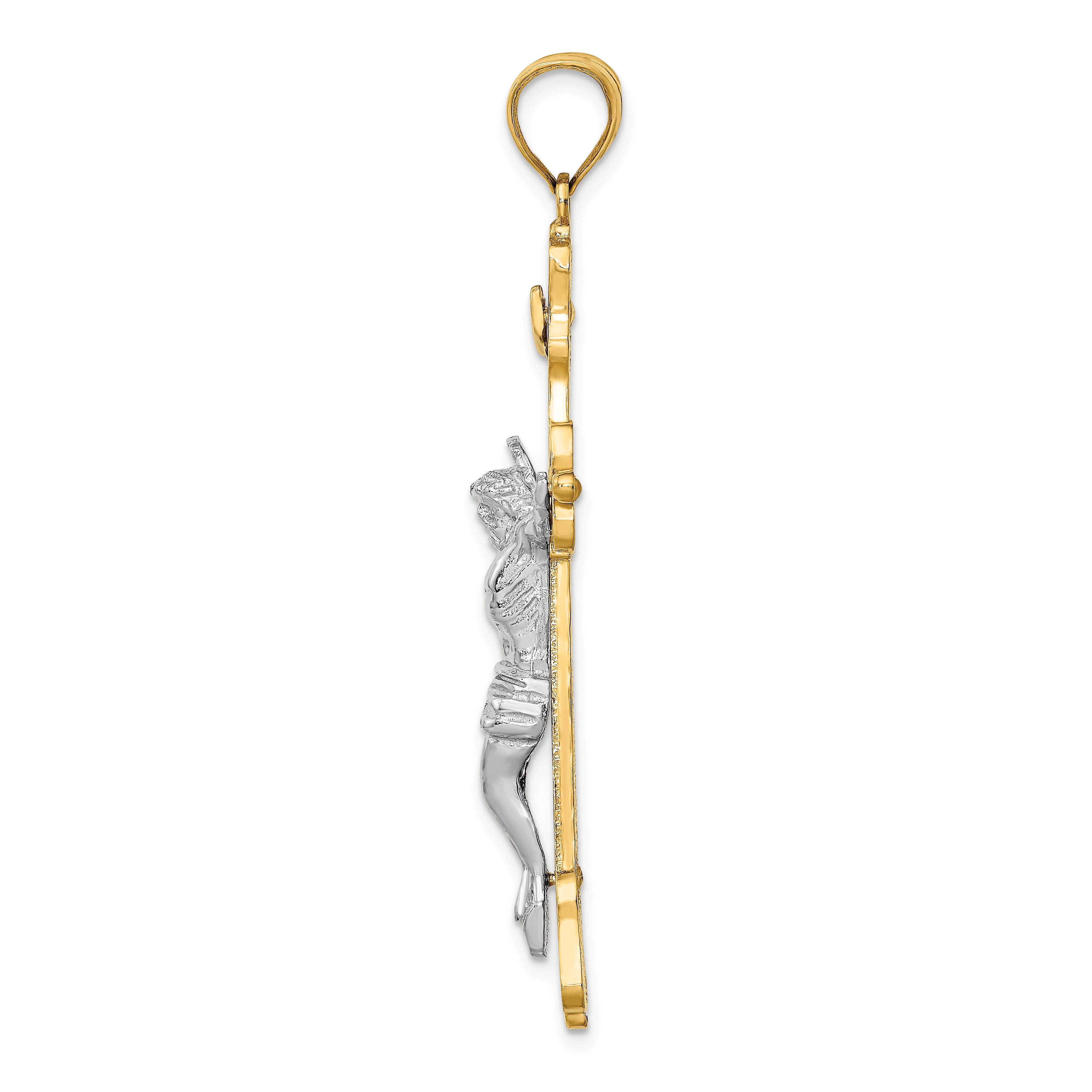14k Two-tone INRI Crucfix Pendant