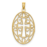 14K w/Rhodium Beaded Filigree Cross Charm