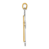 14K Two-tone Polished Cross Charm
