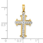 14K w/ Rhodium D/C Cross Charm