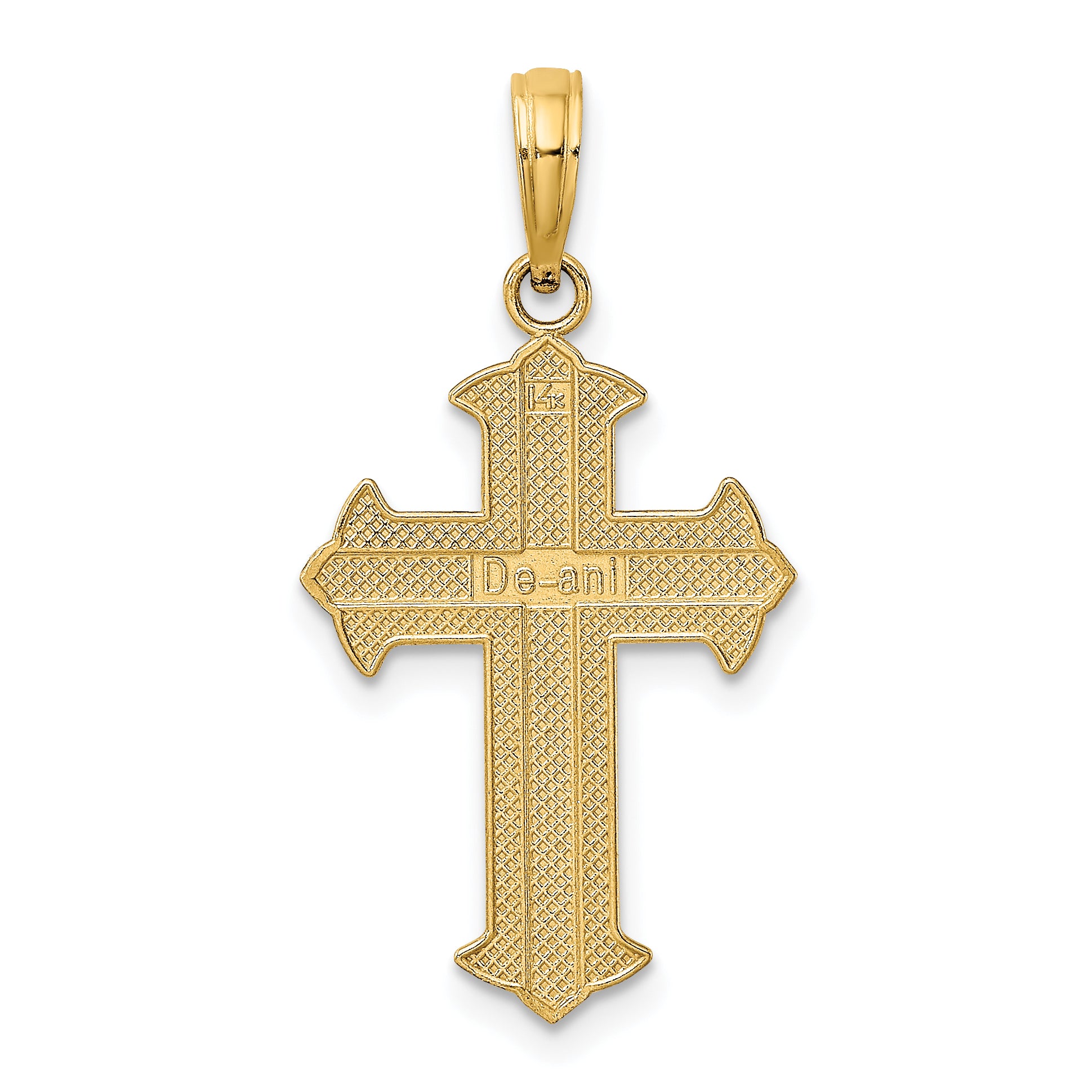 14K w/ Rhodium D/C Cross Charm