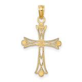 14K W/ Rhodium Textured Cross Charm