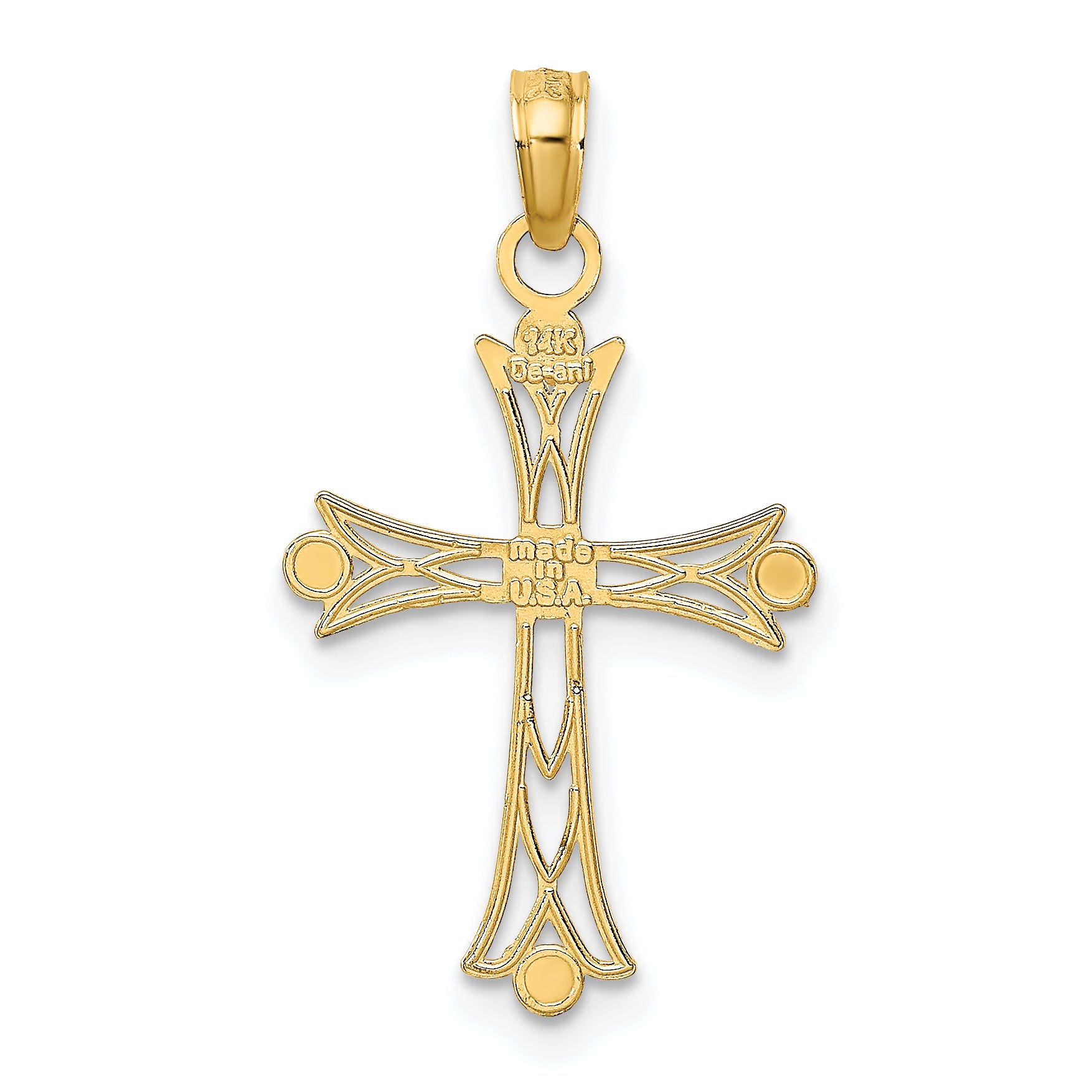 14K W/ Rhodium Textured Cross Charm
