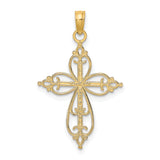 14K W/ Rhodium Beaded Cross Charm
