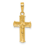 14K W/ Rhodium Polished Block INRI Crucifix Charm