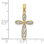 14K w/ Rhodium Filigree and Milgrain Cross Charm