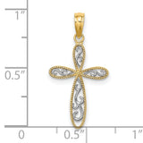 14K w/ Rhodium Filigree and Milgrain Cross Charm