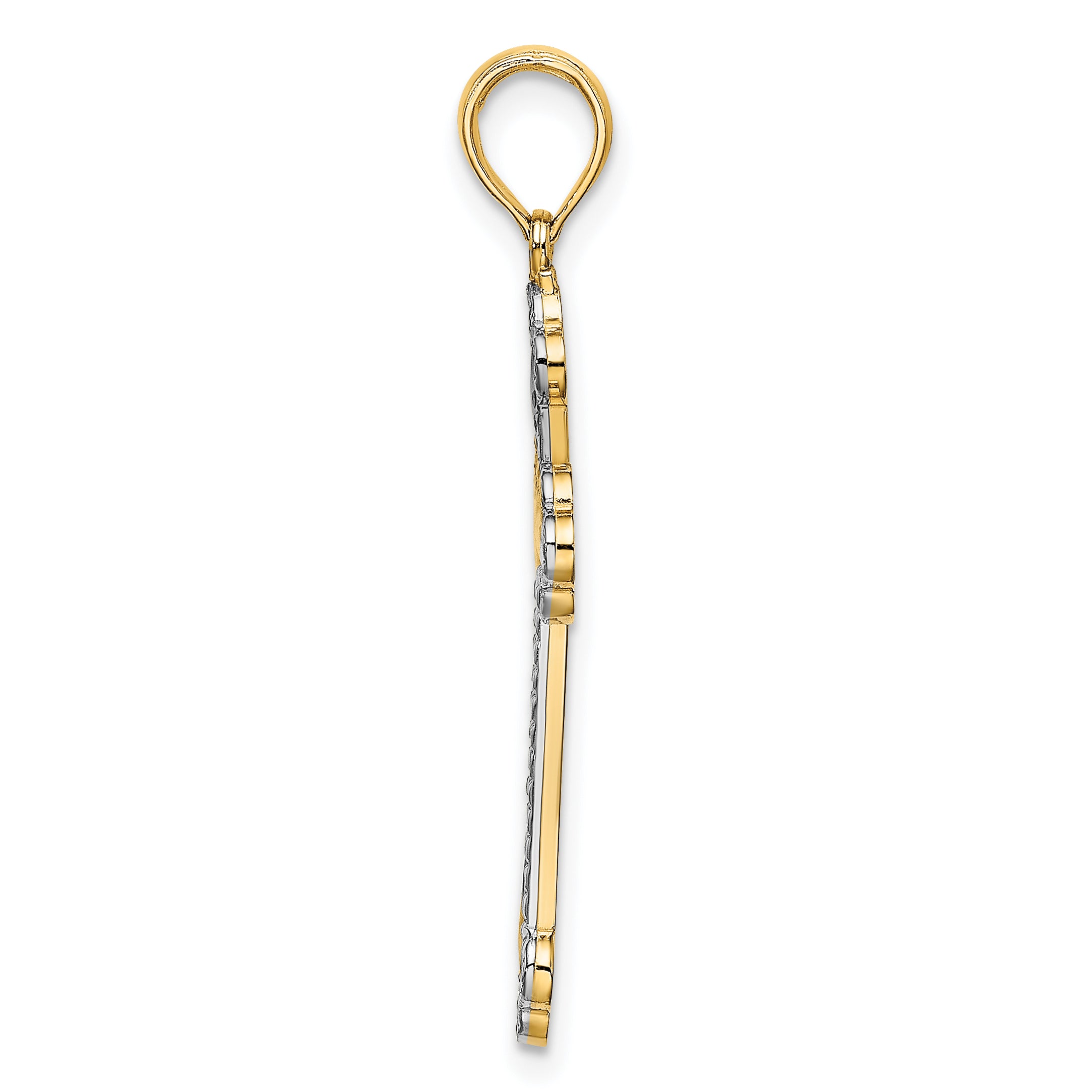 14K W/ Rhodium D/C Reversible Cross Charm