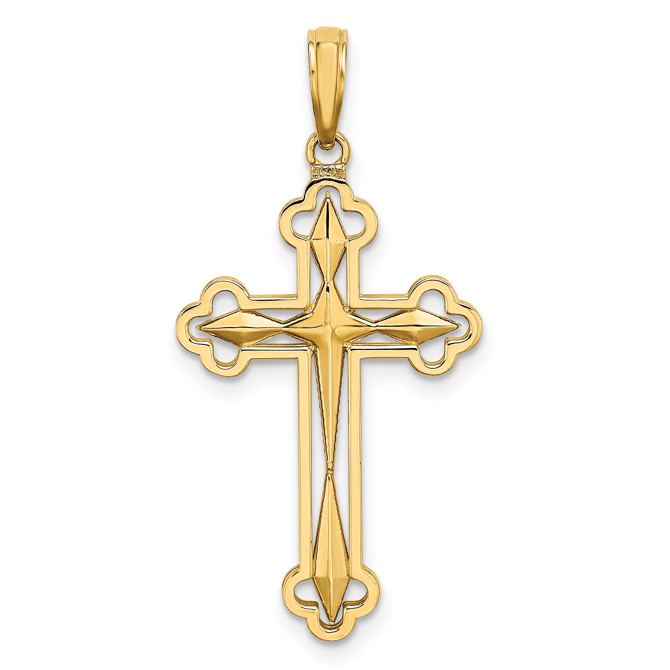 14K W/ Rhodium D/C Reversible Cross Charm