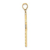 14K W/ Rhodium and D/C Flower Design Cross Charm