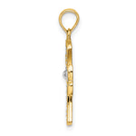 14K W/ Rhodium Textured Cross Charm