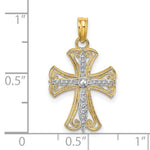 14K W/ Rhodium Textured Cross Charm