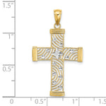 14K W/ Rhodium D/C and Cut-Out Cross Charm