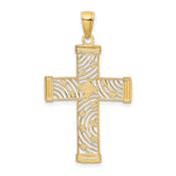 14K W/ Rhodium D/C and Cut-Out Cross Charm