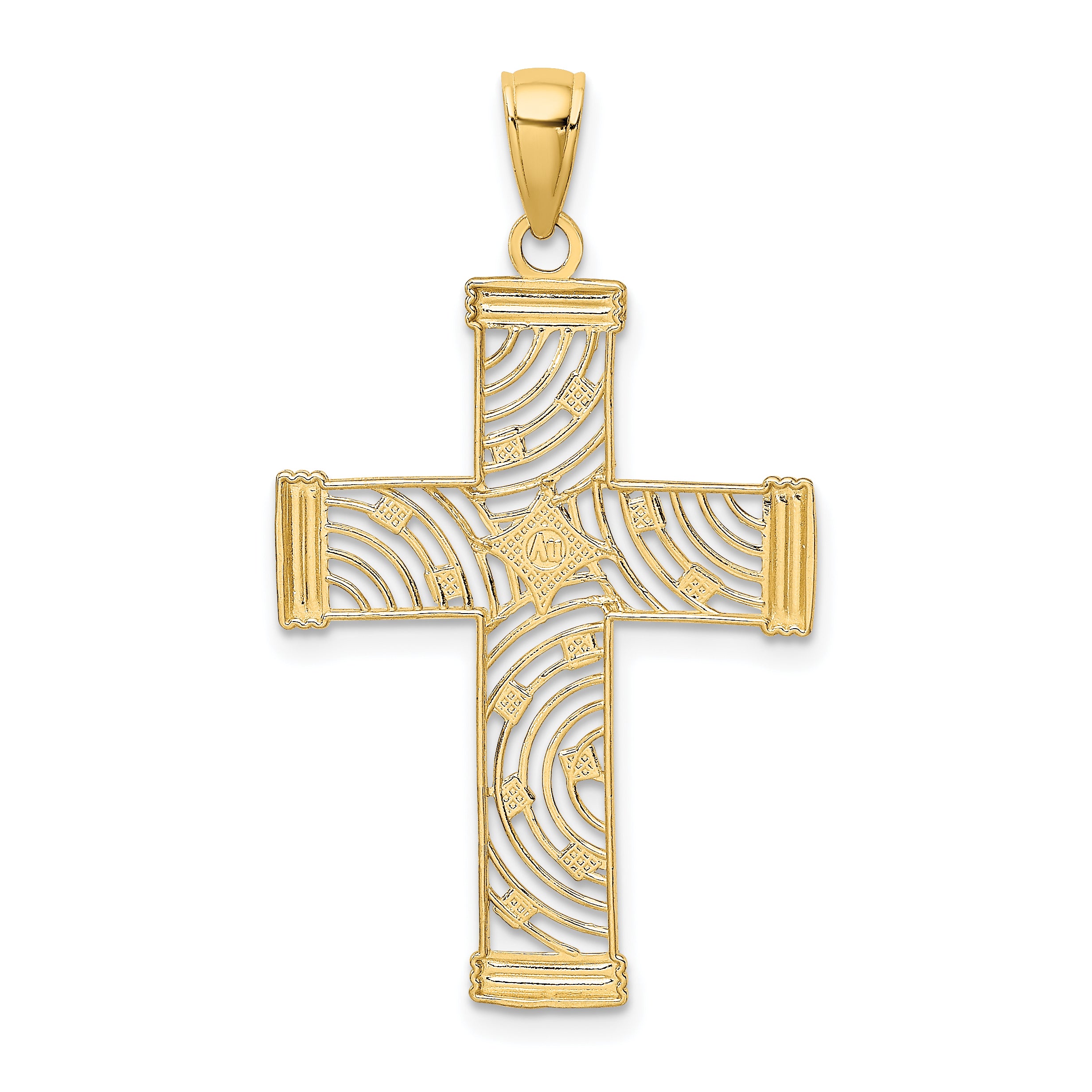 14K W/ Rhodium D/C and Cut-Out Cross Charm