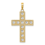 14K W/ Rhodium D/C and Cut-Out Cross Charm