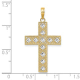 14K W/ Rhodium D/C and Cut-Out Cross Charm