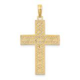 14K W/ Rhodium D/C and Cut-Out Cross Charm