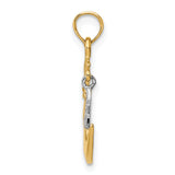 14k Two-Tone Polished Half Moon and Star Pendant
