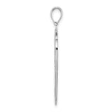 14k White Gold Cross Shield w/ Joshua 1:9 On Reverse Charm