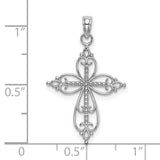 14K White Gold Beaded Cross Charm