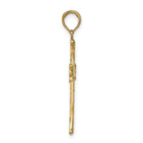 14K Textured w/Square Center Cross Pendant