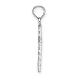 14k White Gold D/C Cross Pendant