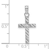 14k White Gold D/C Cross Pendant