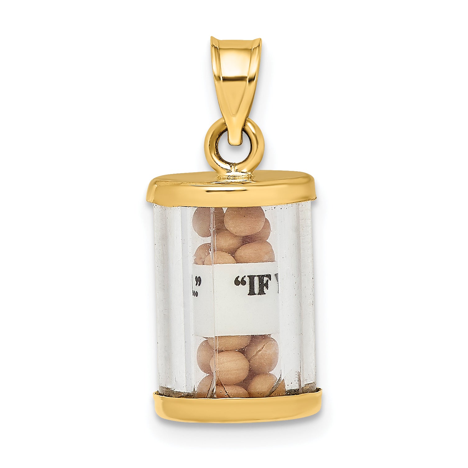 14K 3-D Mustard Seeds Matthew 17  Scroll Pendant
