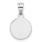 14k White Gold 10mm Engraved Angel Coin Charm