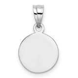 14k White Gold 10mm Engraved Angel Coin Charm