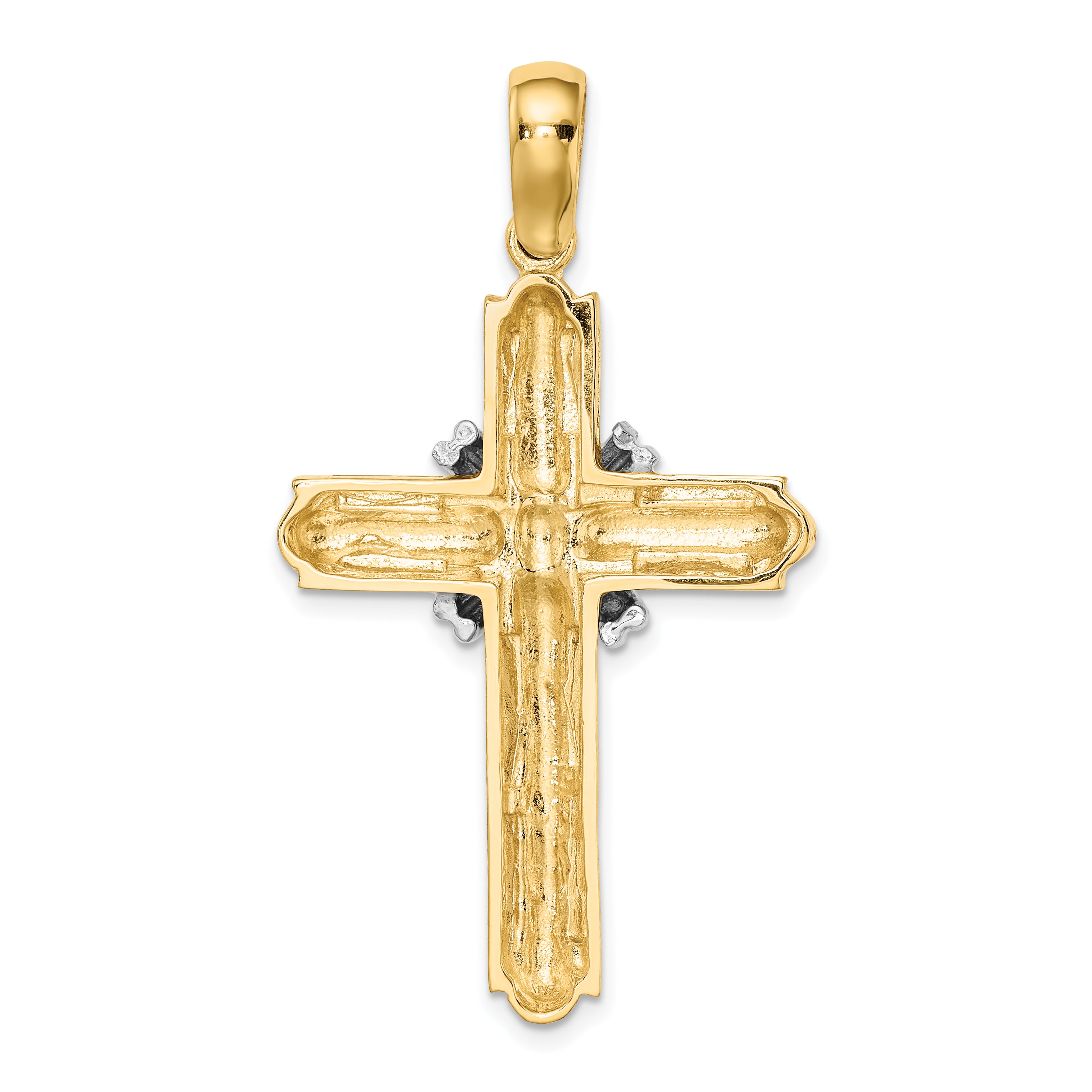 14K Two-tone  X  Center Polished Cross