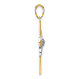 14K w/Rhodium D/C Cross Pendant