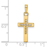14K w/Rhodium D/C Cross Pendant