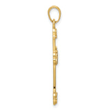 14K w/Rhodium D/C Cross w/Hearts Pendant