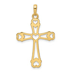 14K w/Rhodium D/C Cross w/Hearts Pendant