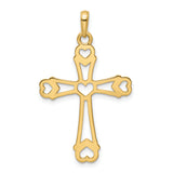 14K w/Rhodium D/C Cross w/Hearts Pendant