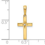 14K w/Rhodium D/C Cross Pendant