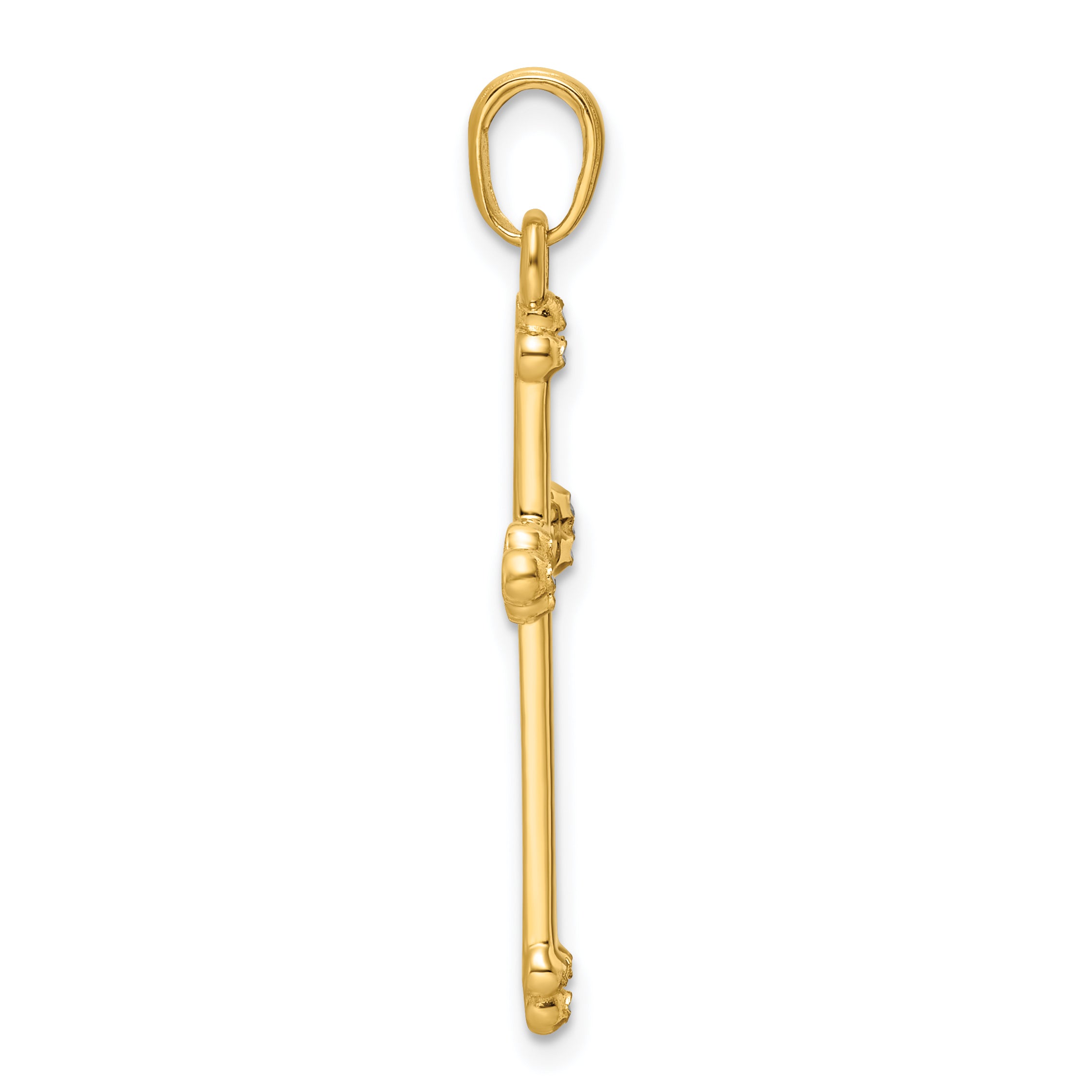 14K w/Rhodium D/C Cross Pendant