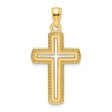 14K Polished Beaded Cross Pendant