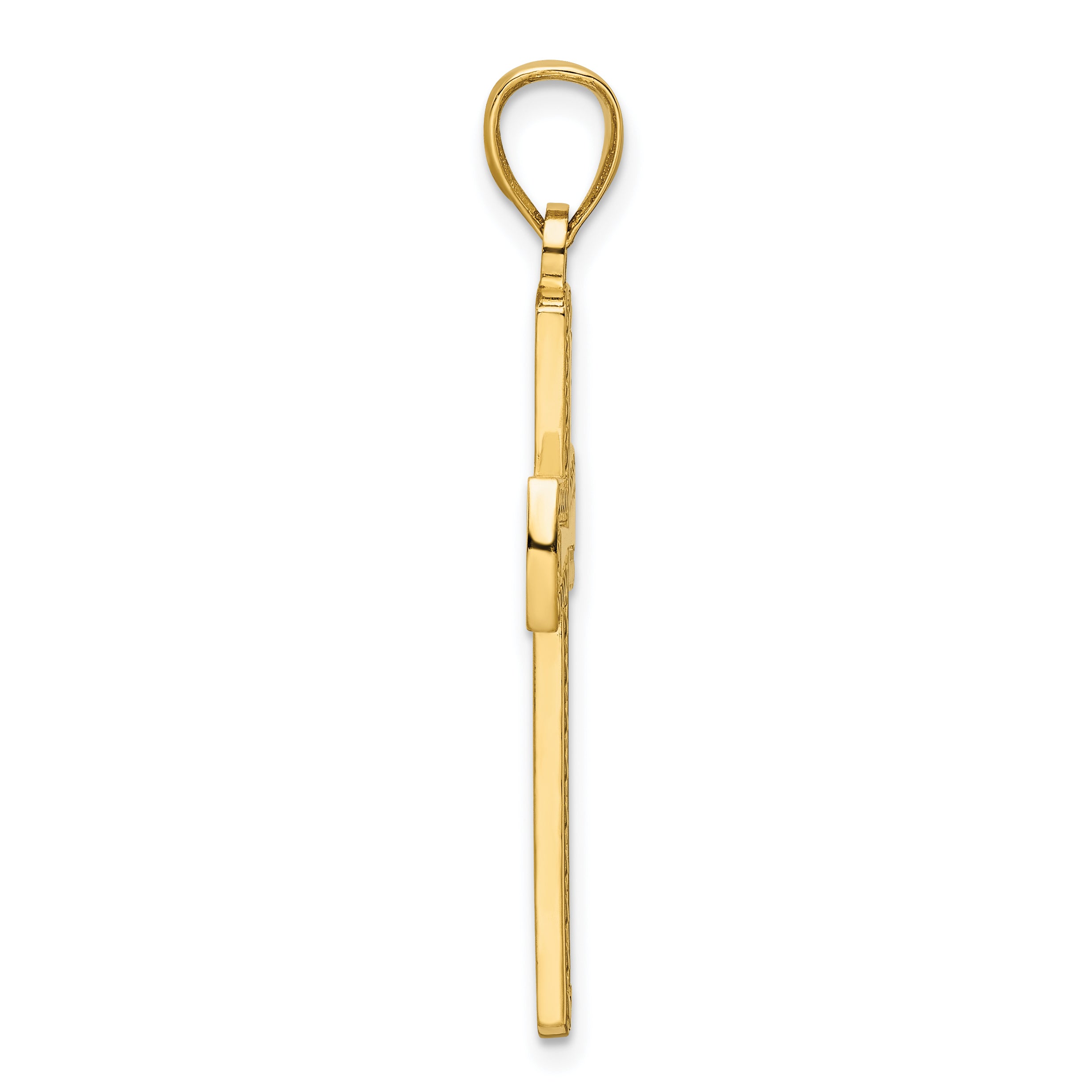 14K Polished Beaded Cross Pendant