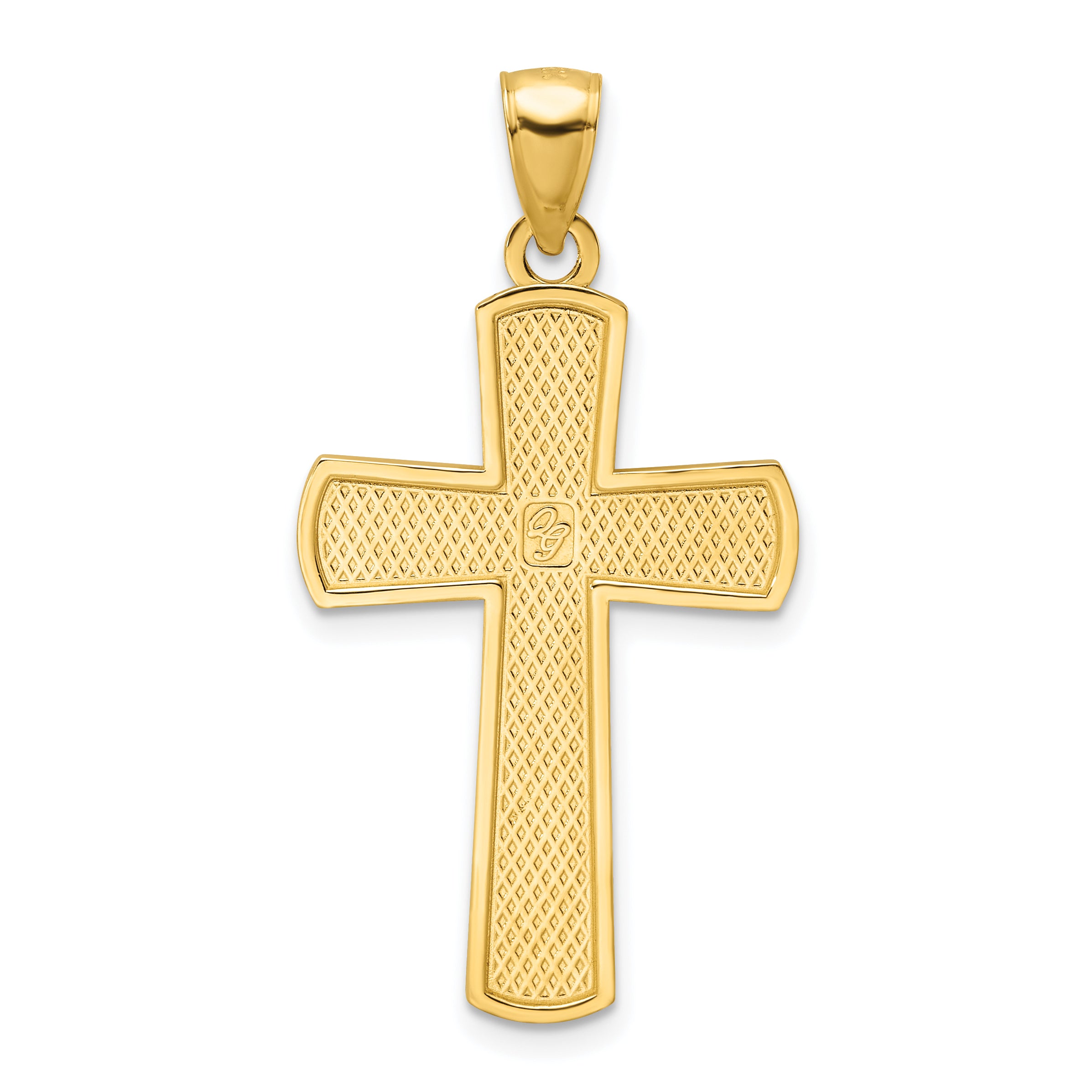 14K Polished Beaded Cross Pendant