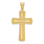 14K Polished Beaded Cross Pendant