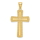 14K Polished Beaded Cross Pendant
