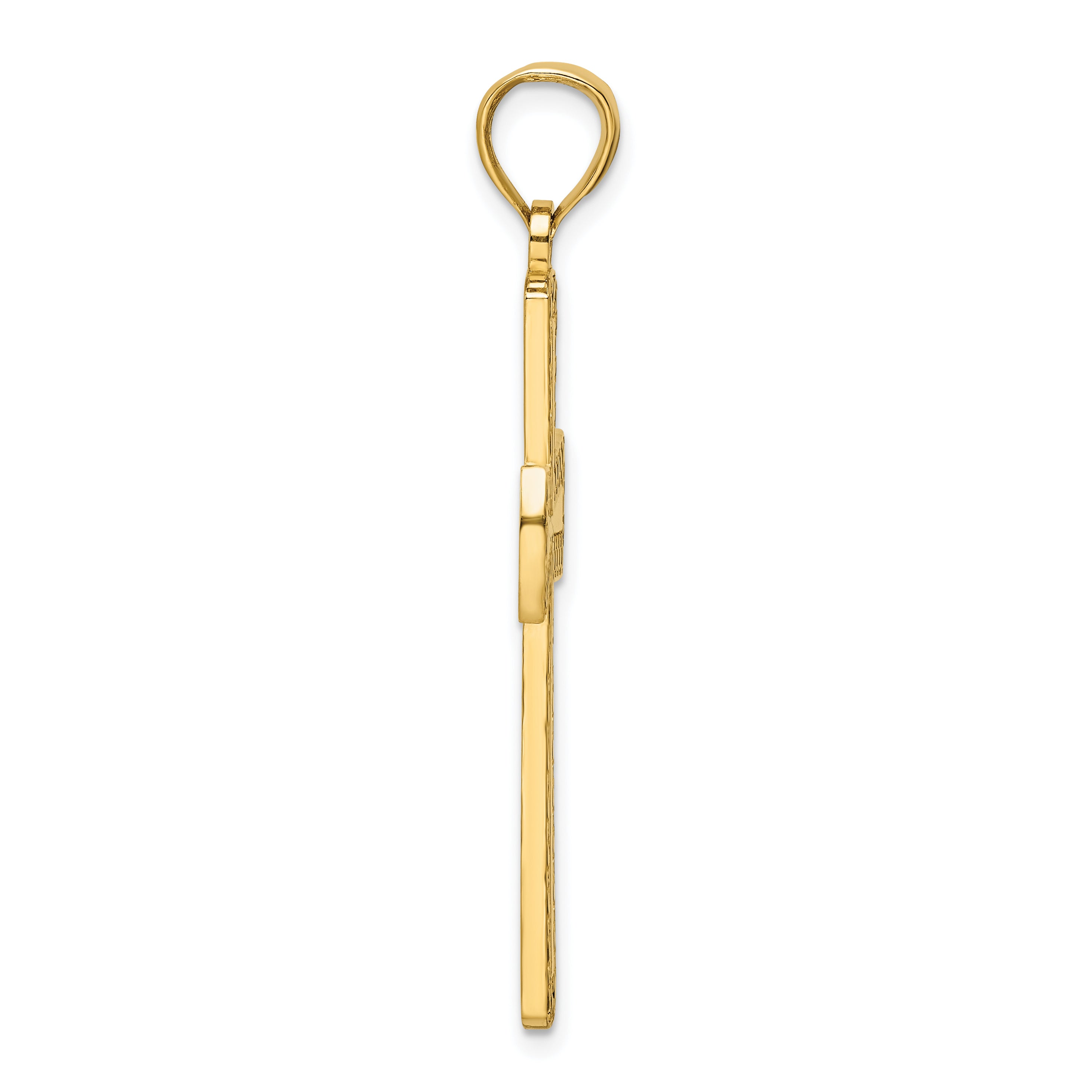 14K Polished Beaded Cross Pendant