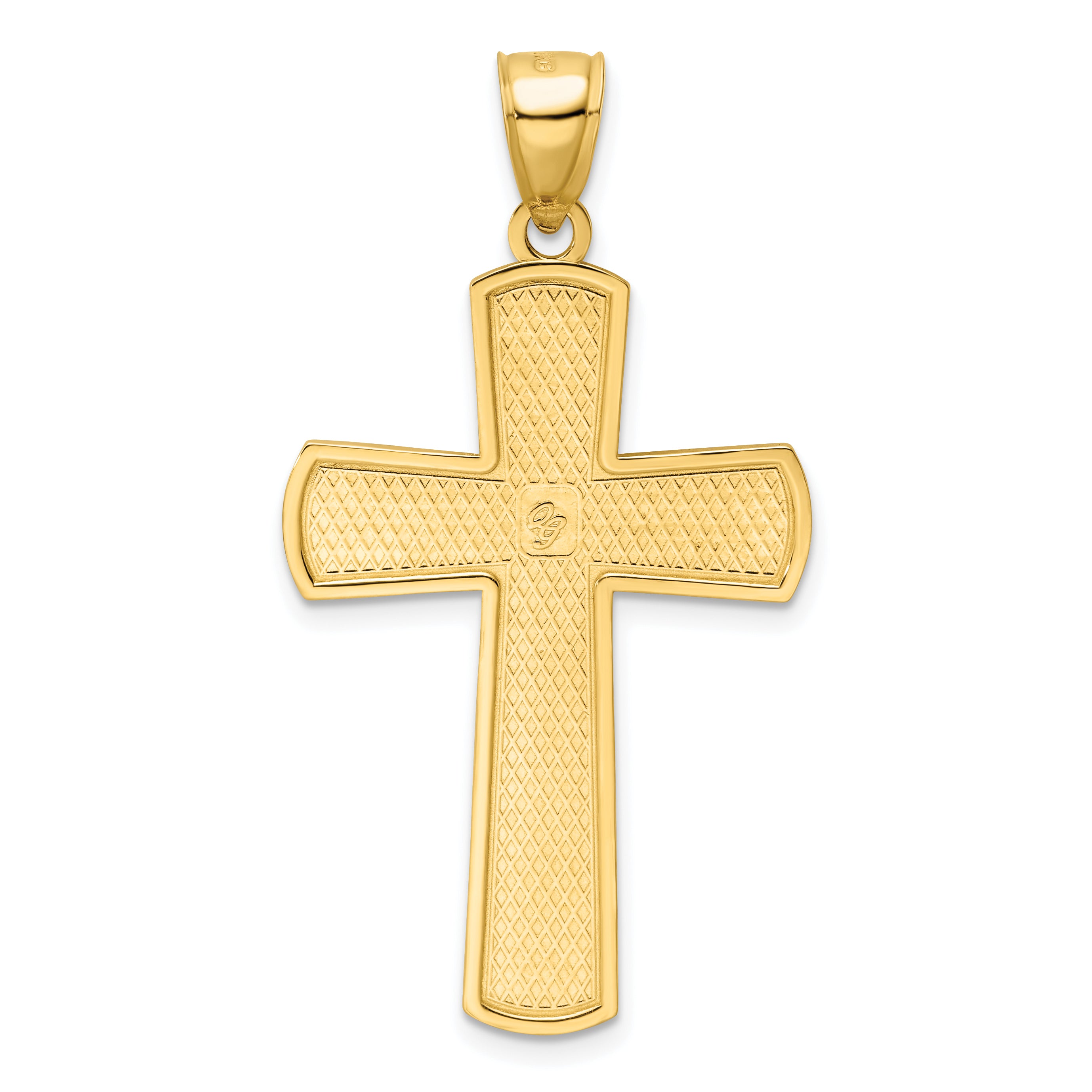 14K Polished Beaded Cross Pendant